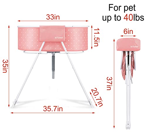 Furesh Insider Dog Bath Tub And Wash Station For Bathing Shower And Grooming, Elevated Foldable And Portable, Indoor And Outdoor, For Small And Medium Size Dogs, Cats And Other Pet (Pink) #TOP1
