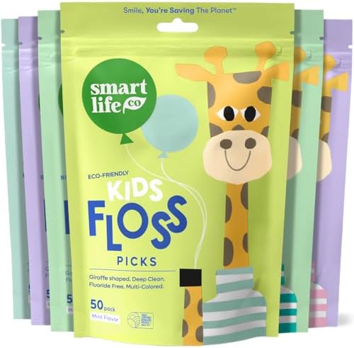 SmartLifeco Eco-Friendly Kids Flossers (300ct) - Dental Floss Picks for Children Made with Straw Wheat, Fluoride & PFA Free, Toothpick Flossing Sticks for Toddler Teeth, No Shred Thread, Mint image 4