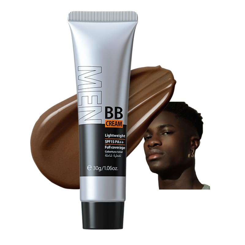 AKARY Hydrating Men BB Cream SPF 15 PA++, Full-Coverage Foundation&Concealer, Mens Face Moisturizer Cream Evens Skin Tone, Oil Control and Cover Flaws, Natural Finish for All Skin Types, Natural 240