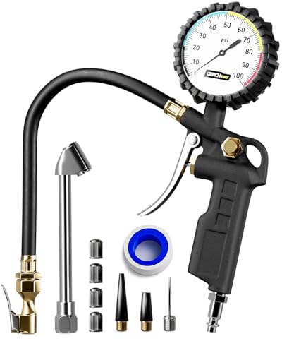 Tire Inflator with Pressure Gauge – Large Glow Dial,...