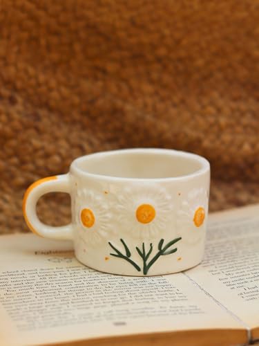 Image of WEAVING HOMES Sunflower Bloom Coffee Mug for Office, Stylish Ceramic Tea Cup for Woman, Modern Travel Mug (280 Ml)