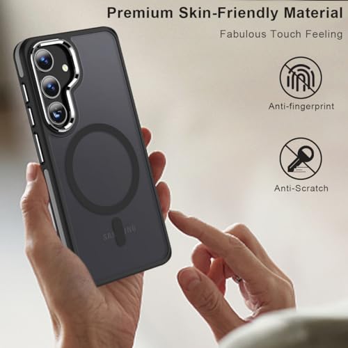 Image of MALEWOLF Magnetic Case for Samsung Galaxy S24+ Plus 5G, Color Match Cover [Compatible with Magsafe] [Military Drop Protection] Anti-Slip Soft TPU Edge Phone Case for Galaxy S24 Plus (Black /Grey)