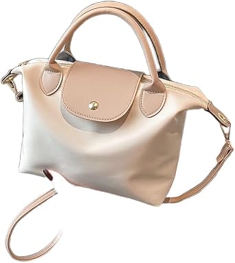 Colorblock Nylon Shoulder Bag, Womens, Medium Size, Commuting to Work, Handbag, Summer 2025, Horizontal Square Type, Large Capacity, Inner Pocket, One Shoulder, White, Khaki, Black
