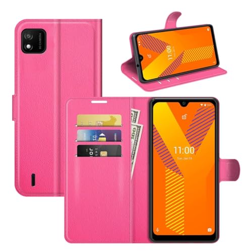 Étui pour Wiko Y62 König Design rose à rabat avec support