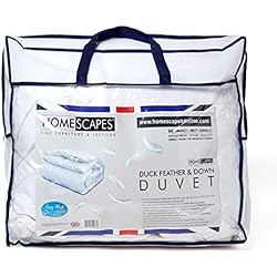 Edredon Louis Vuitton Homescapes - Luxury Duck Feather & Down Duvet - 15 TOG - KING SIZE - 100% Cotton Anti Dust Mite & Down Proof Fabric - Anti allergen - Box Baffle Construction - Washable at Home Range by Homescapes