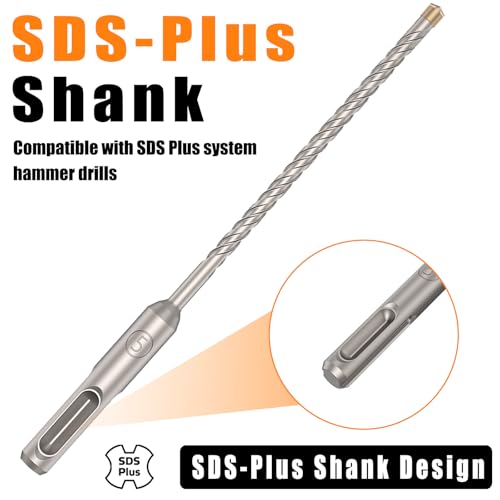 15 Pcs 3/16" x 6.3" SDS Plus Concrete Drill Bit Set, Carbide Tipped Masonry Drill Bits for Rotary Hammer, Professional Cross Tip for Concrete, Brick, Stone, Block, Individually Packaged by JUNXILPPD - Image 3