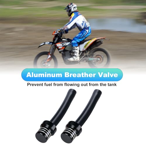 Image of 2pcs Motorcycle Breather Hose Gas Fuel Tank Cap Vent, Black | Motorcycle Gas Cap Vent Hose Tube,Aluminum Universal Breathing Tube Fits Off-Road Motorcycles ATVs /Pit Dirt Motorcycle Bike