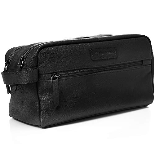 Alpine Swiss Sedona Toiletry Bag Genuine Leather Shaving Kit Dopp Kit Travel Case2