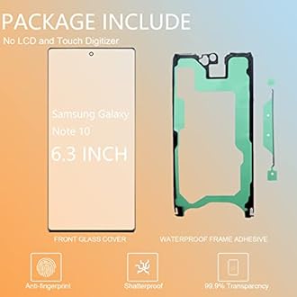 Original Samsung Galaxy Note 10 Front Screen Glass Replacement Outer Glass Screen 6.3 inch incl Waterpoof Frame Adhesive,Repair Glue and Lamp Tool Kit N970 Series (No Digitizer,No LCD)