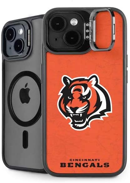 Skinit Kickstand Phone Case Compatible with iPhone 15 - Officially Licensed NFL Cincinnati Bengals Black & White Design