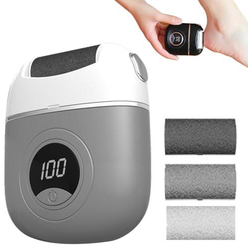 足用自動角質除去器、電動洗えるデジタルディスプレイ電動フットポリッシャー、ローラーヘッド付き2ギア、充電式ペディキュアツール、ひ?
