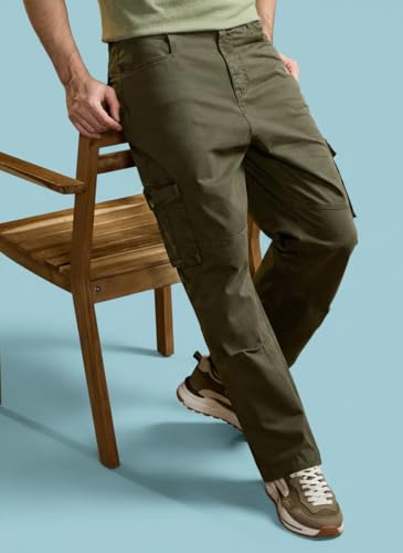 Image of Vogaan Men's Cotton Cargo Pants | Casual Trousers for Men | Comfortable Lower for Men | Breathable Pants with 6 Pockets
