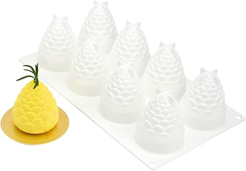 Miniatura 14 de Pastry Tek - Molde cuadrado para magdalenas con 8 cavidades, 1 molde cuadrado listo para horno, flexible, congelable, silicona blanca Petit Four