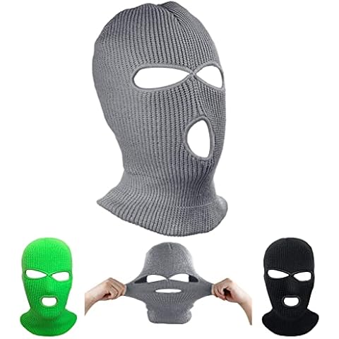 UEOTO Balaclava Face Mask, 3 Hole Balaclava Full Face Covering Windproof Motorcycle Ski Balaclavas for Men, Knitted Thermal Skiing Cycling Hat Neck Warmer for Winter Cover
