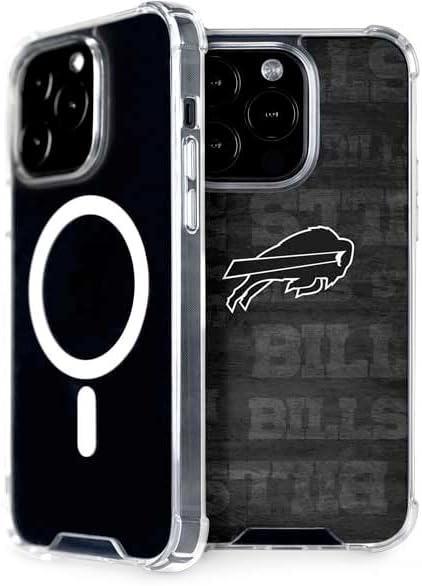 Skinit Phone Case Compatible with MagSafe iPhone 15 Pro - Officially Licensed NFL Buffalo Bills Black & White Design