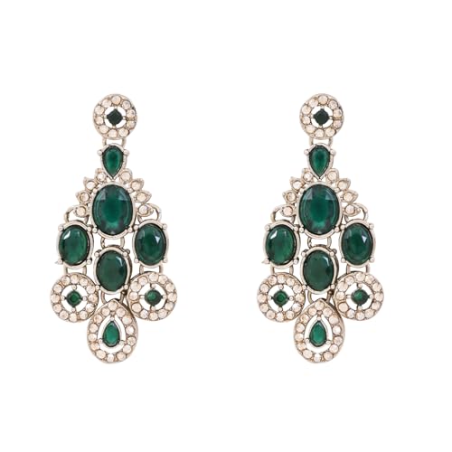 Image of I Jewels Traditional Teardrop Design & Stone Necklace Jewellery With Earrings & Maang Tikka Set for Women (IJ414)