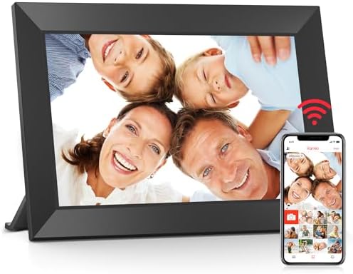 Frameo 10,1 Zoll WiFi Digitaler Bilderrahmen, 1280x800 HD IPS Touchscreen Foto Rahmen, 32GB Speicher, Automatische Rotation, Wandmontagefähig, Teilen Sie Fotos sofort von überall a
