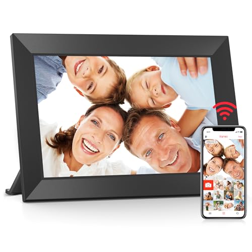 BIGASUO Digital Picture Frame, 10.1' Frameo Digital Frame WiFi with 32GB Memory, 1280x800 IPS Touch Screen, Send Photos/Videos from Your Phone Anywhere, Photo Gifts for Parents and Grandparents