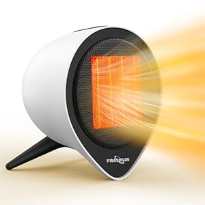 FRAXINUS Kleine elektrische ruimteverwarming keramische verwarming, cool touchpaneel, kantel- en oververhittingsbeveiliging voor thuiskantoorgebruik. (wit)