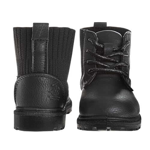 Beverly Hills Polo Club Girls Mid Top Boot - Comfort Construction LaceUp Boot - Black (5-10 Toddler)4