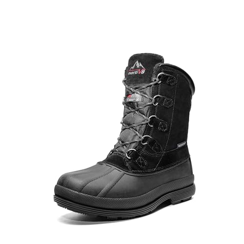 NORTIV 8 Men's Insulated Waterproof Work Winter Snow Boots 7 Black