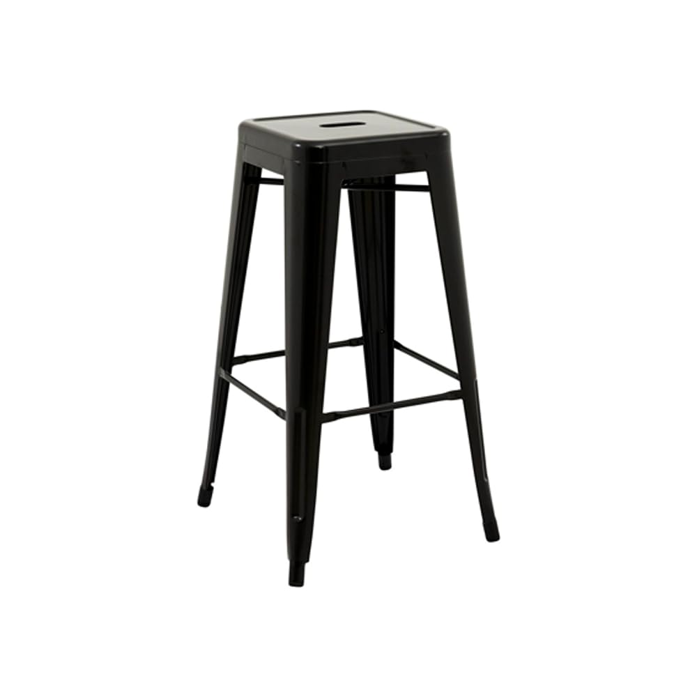 EME Pack 4 Taburetes Alto Metálico de Acero Galvanizado. Taburete Metálico Apilable de 76x43x43cm Ideal para Usar en Interior y Exterior. Incluye 4 Unidades. (Negro)