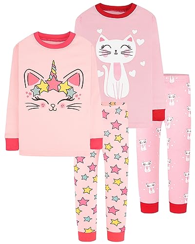 DAUGHTER QUEEN Cats Pajamas for Girls Toddler Kids 100% Cotton Pjs 3T Children Pj Sets Jammies Sleepwear Clothes Size 3 Years Outfits Pyjamas Pijamas