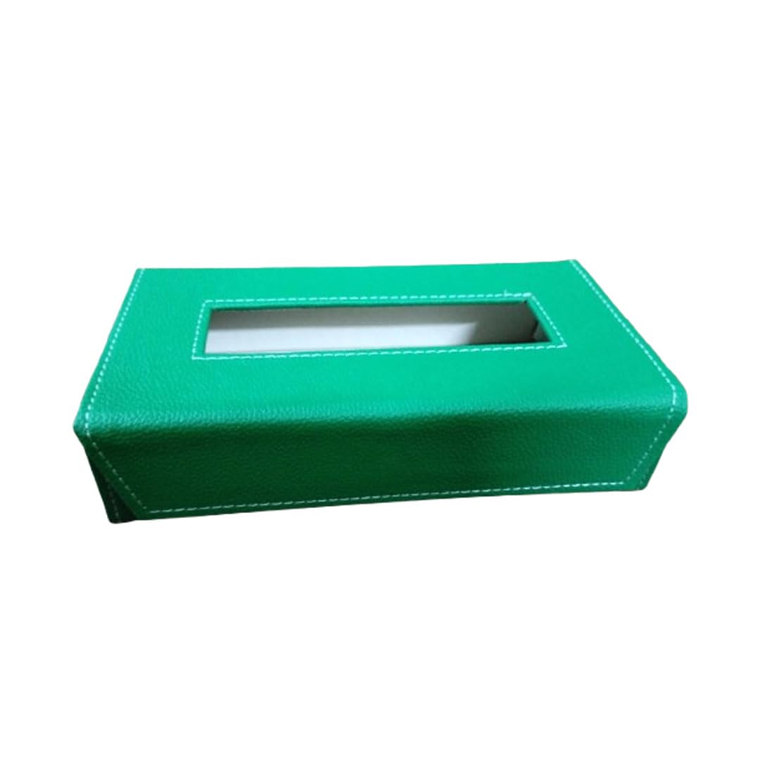 Handcrafted Leather Tissue Box Holder - Chocolate -10