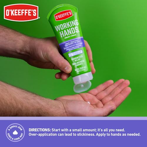 O'Keeffe's Working Hands Night Treatment Hand Cream for Extreme Dryness - 7 oz Tube (1 Pack) - Repairing Skincare for Cracked, Dry Hands - Image 6