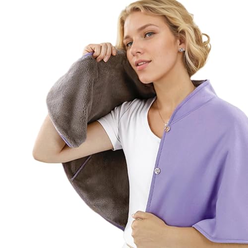 Warm Shawl, 32x17 Thickened Plush Protective Shoulder Shawl, 360 Wrap Soft Comfortable Washable Shoulder Cape for Elderly Women, Purple