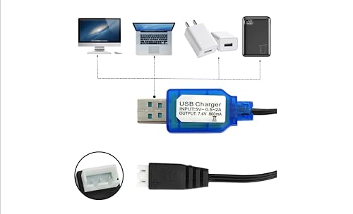 Usb Charger Cable Sjzbin 7.4V 1A 2S Lipo Battery Usb Charger Cable With Xh-3P Connector For Rc Car Boat Rock Crawler Fpv Drone Quadcopter Vehicles,Race Car Vehicles Toy Charging Cord #TOP2