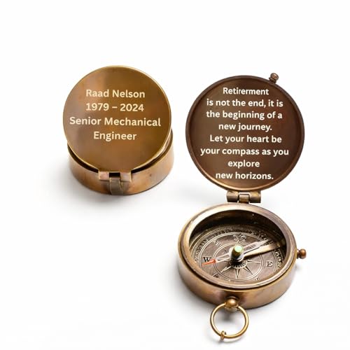 Brújula de latón grabada, estilo vintage con cadena, recuerdo personalizado aniversario 8 años 2017-2025 miniatura 3