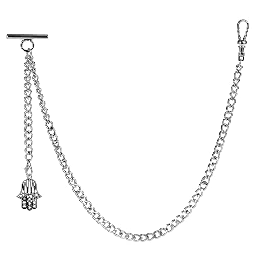 Chaîne de montre gousset pour costume de mariage avec pendant main de Fatima