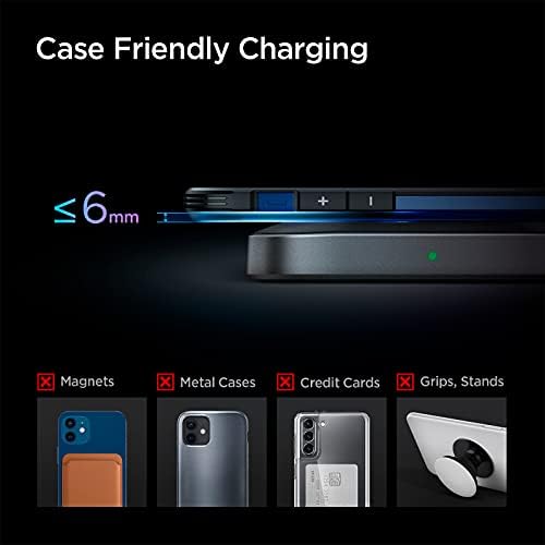 Spigen Wireless Charger Fast 15W Max Charging Pad Compatible with Galaxy Z Fold Flip 4 3 S22 S21 Ultra S20 FE S10 Plus Note 20 10 iPhone SE 2022 11 XR Galaxy [Adapter NOT Included]