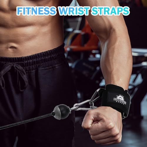 Image of Adjustable Wrist Cuffs Neoprene Padded Straps for Cable Machines Strength Training Equipment