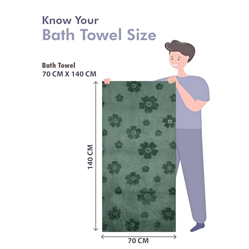Image of Cortina Jacquard Towels for Bath 70 x 140 cm- 380 GSM Microfiber Bath Towels, Ultra Soft, Highly Absorbent & Quick Dry for Gym, Beach & Bathroom Towels for Men, Women & Kids Color : Dark Green