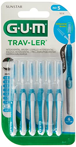 Sunstar Gum Trav-Ler Brosse à Dents Manuelle Interdental, Bleu, Lot de 6