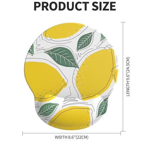 Image of eulps Mouse Pad with Wrist Rest, Comfortable Computer Mousepad with Gel Wrist Support Smooth Surface and Non-Slip PU Base for Pain Relief, Laptop, Office & Home (Lemon)