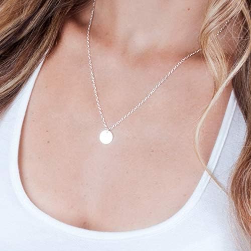 Sterling Silver Disc Necklace, Dainty Coin Pendant Necklace, Minimalist Jewelry for Women, Simple Everyday Layering Necklace Length 16 inch + 2 inch Extender - Image 5