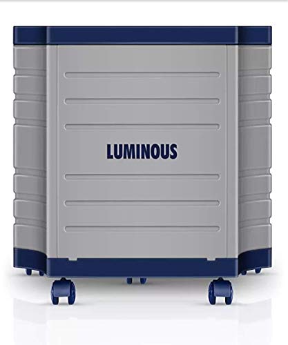 Luminous TX100L Ultra Durable Tough Plastic Trolley | Easy Mobility (360°Wheels), Support Single Battery (Flat Plate, Tabular), Compact for Inverter, Battery, UPS(Pack of 1,Grey,100L)