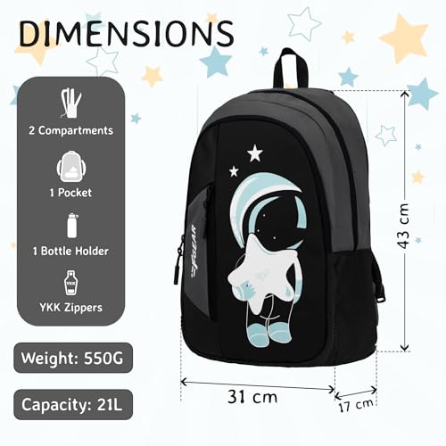 Image of F Gear Spacewalker Dark Grey 21 L Backpack|For Primary School|Tuition|College|Picnic Outing Backpack|Trendy & Stylish |Best Bags For Everyday Use For Girls Boys Kids Adults Men & Women|Gifting Bag