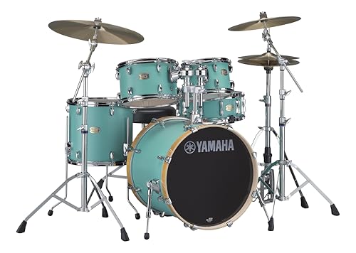 Yamaha Stage Custom Birch 5pc Drum Shell Pack With a 20' Kick Drum and 14” Snare Drum in Matte Surf Green For Students and Working Drummers (SBP0F50MSG)