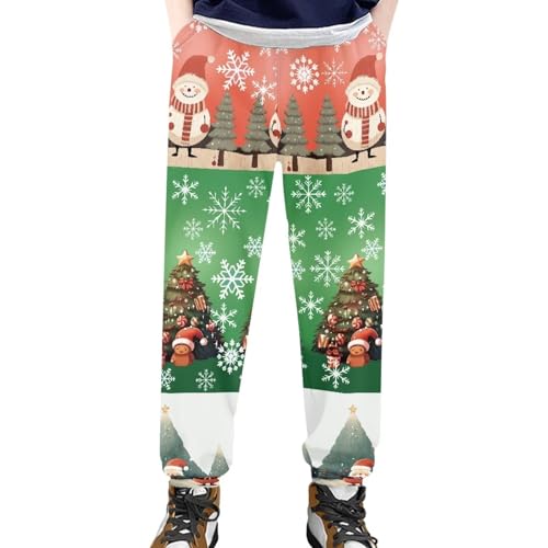 AmzPrint Tall Sweatpants Hawaiian Santa Claus Print Floral Christmas Sweatpants for Boys Casual Teen Hiking Pants2