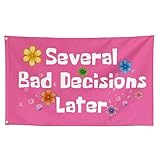 Dekorbay Several Bad Decisions Later Pinky Funny Cool Flags Meme Flags Banner 3x5 FT Room Guys Girls College Dorm Bedroom Frat Man Cave Wall Art Hangings
