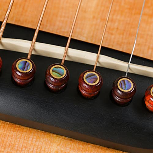 Miwayrer Acoustic Guitar Bone Bridge Saddle Nut With 6Pcs Big Abalone Dot Guitar Bridge Pins And Pins Puller (Bone Bridge & Cocobolo Pins) #TOP1