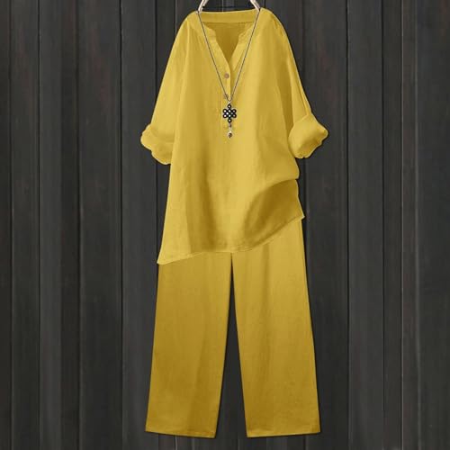 Beach Vacation Clothes for Women Summer Linen Matching 2 Piece Sets Casual Loose Oversized Drawstring Pants Outfits2