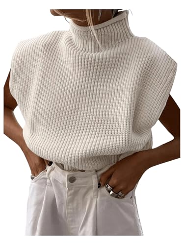 Floerns Women's Dolman Sleeve Knitted Sweater High Neck Loose Fit Pullover Tops