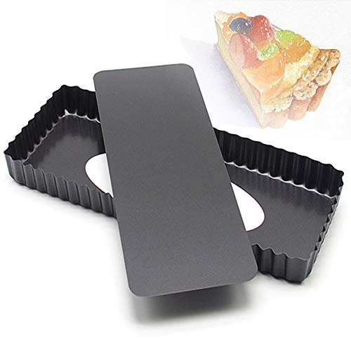 Tarta Y Quiche Sartén Sartén para Tarta de Quiche Molde Fondo ExtraíBle Sartén antiadherente para quiche Molde para Tarta Quiche para Pasteles de Galletas de Muffin de Quiche 36.5*15*3cm(Rectangular)