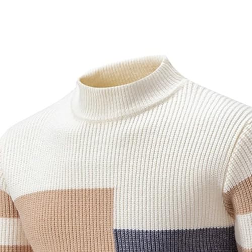 Maiyifu-GJ Men's Sweater Crewneck Pullover Long Sleeve Color Block Cable Knit Warm Chunky Winter Jumper Sweaters2