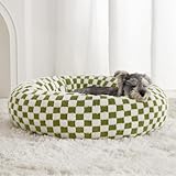 BFPETHOME Donut Dog Beds for Small Dogs, Cute Small Dog Bed for Puppy and Kitten, Round Calming Pet Bed with Non-Slip Bottom, Machine Washable,20inch, Green